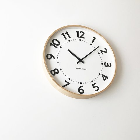 KATOMOKU plywood clock 16 km-106NARC ナチュラル 電波時計 連続秒針 大きい時計