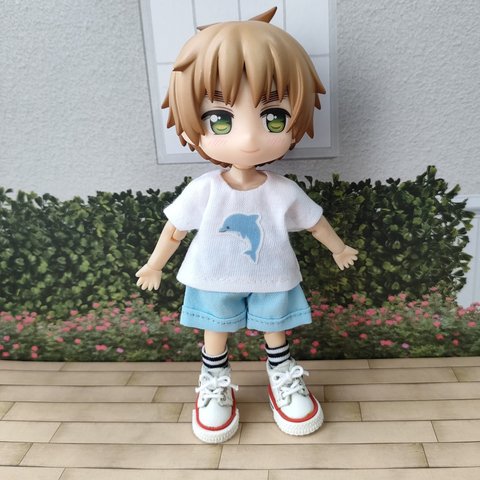 イルカさんTシャツとハーフパンツとくつ下セット☆ねんどろいどどーる服