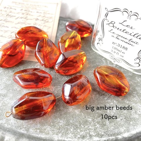 10pcs★ beads・big amber（アクリルビーズ）