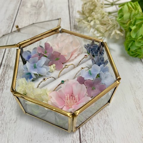 【再販】リングピロー ＊*5rings  hydrangea × pink *＊ ウェディング 