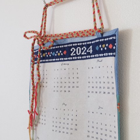 限定５点！こぎん刺しのカレンダー2024☺︎ドット【こぎん刺し☺︎刺繍】水玉⌘受注製作⌘