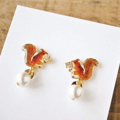 squirrel earring｜りすのイヤリング・ピアス〔動物シリーズ〕 