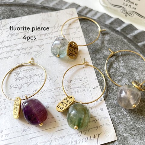 4pcs★pierce・fluorite hoop（フローライトピアス）