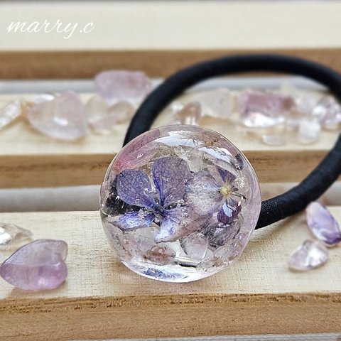 ～紫陽花ラベンダーアメジスト～あめ玉ヘアゴムmarry.c's handmadeaccessory