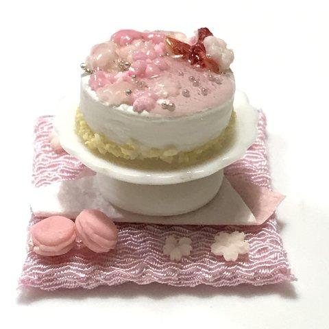 hand made ミニチュア ドールハウス 桜ケーキ