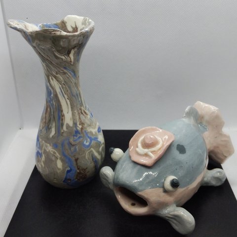  魚と花瓶の2個セット［作品 No.216］