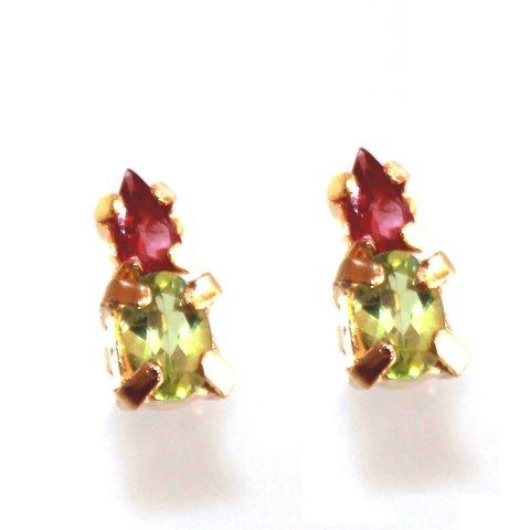 - cake - Rubellite & Peridot Earrings/pierce