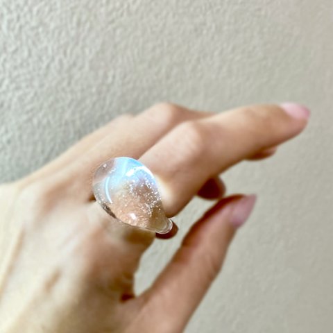 ガラスリング　〜 dodu 〜　透明　5号　〜　16号　送料無料 ガラス　指輪