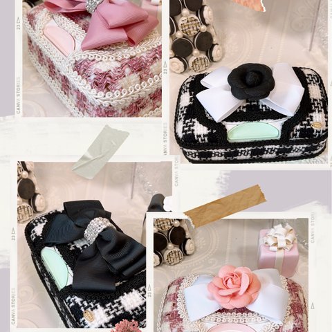 ツイード柄♡ ウェットティッシュケース♡カメリア