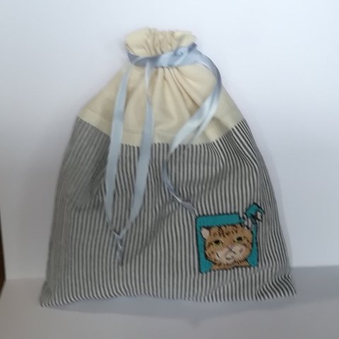 パズル猫🐈刺繍巾着袋