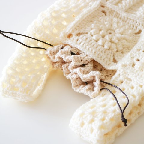 4種モチーフのクロシェバッグ Crochet bag Crochet motif×White