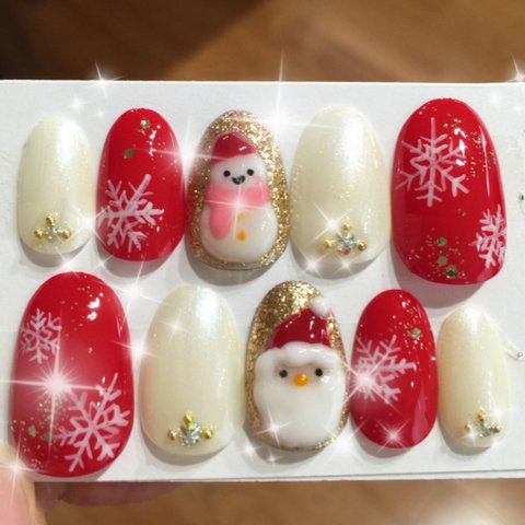 Mサイズ♡Xmasぷくぷく3Dサンタネイル