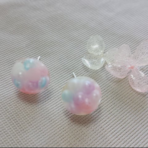 ゆめかわいいデコパーツのピアス