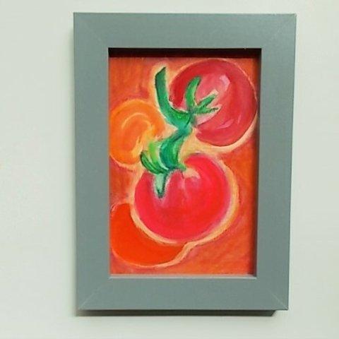 絵画 インテリア 水彩画 額絵 赤色の絵  赤い野菜