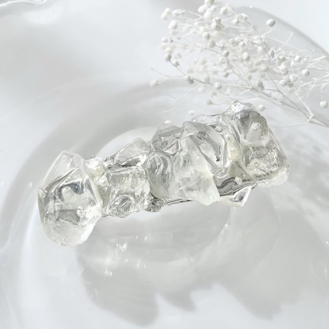 ice crystal ヘアクリップ/ クリスタル, 淡水パール/ 4月,6月誕生石〈受注製作〉