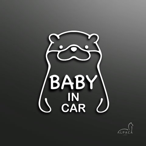 Baby in car☆かわうそ【練習用ステッカー付】ベビーインカー　ベビーオンボード　カーサイン　ステッカー　イタチ　ふぇれっと　ラッコ