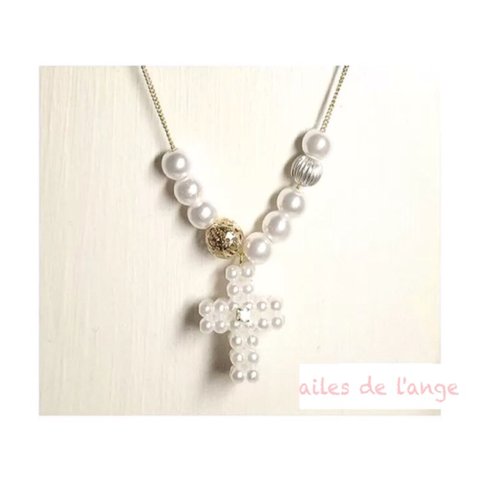 【SOLDOUT】no.20 - cross pearl ネックレス