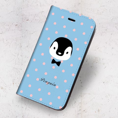 iPhone 専用 フラップ無し手帳型ケース ★ペンギン ブルー