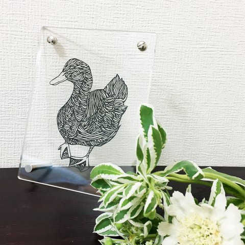 【受注生産】切り絵「あひる」