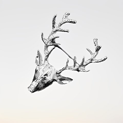 H2821 【動物】 鹿の角 モチーフ ブローチ/シルバー