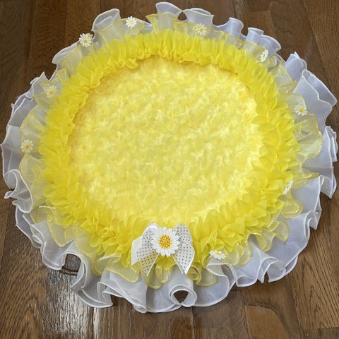 カフェマット💛yellowファ〜💛円形49㎝（フリルを含）