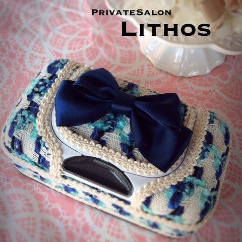 【Lithos】ウェットケース　ツイード＆リボン