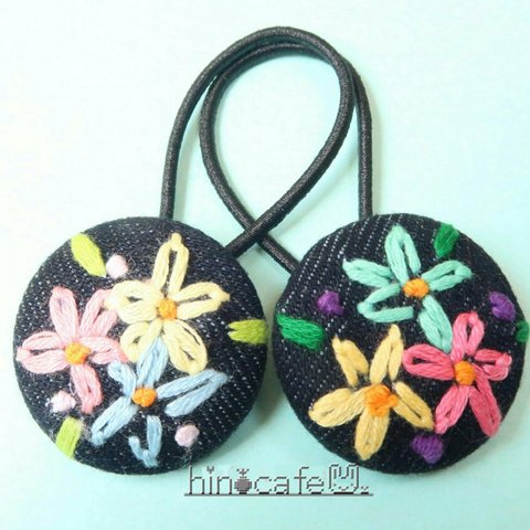 お花さんの刺繍ヘアゴム【Ⅰ】