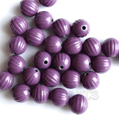20個●12ミリ アクリルビーズ かぼちゃビーズ パープル 紫