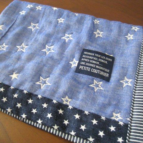 *再×2*受注製作*カッコいい夜空の星柄☆６重ガーゼブランケット♪50×70ｾﾝﾁ