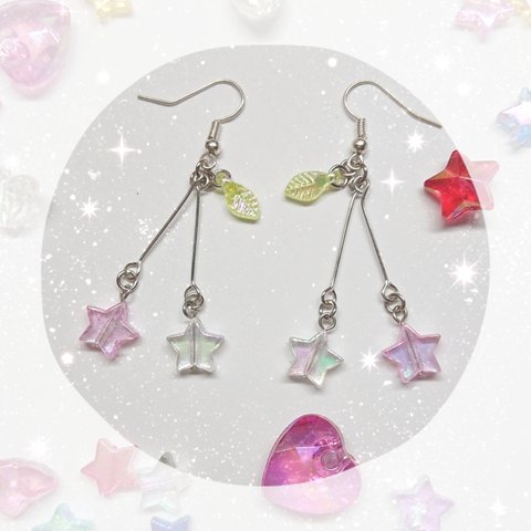 Twinkle star Cherryピアス♡(pink×clear)