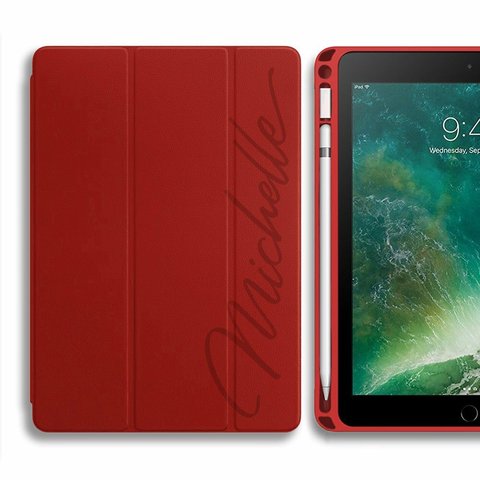 【個性的な名入れ】 iPad pencil収納可 ケース iPad Pro 10.5 / 9.7 / 7.9 inches  red