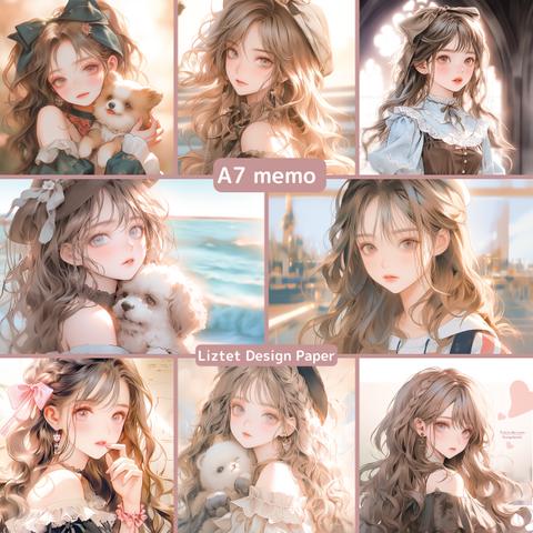 #6 LizGirl / A7 Designpaper Memo / 8種類 240枚set