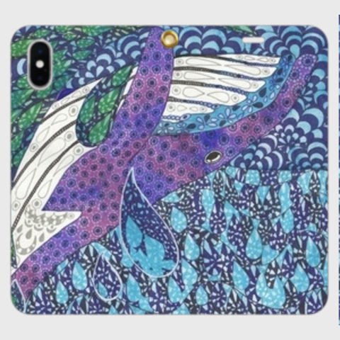 帯なし手帳型iPhoneケース/スマホケース《シロナガスクジラのダンス》クジラ/シロナガスクジラ