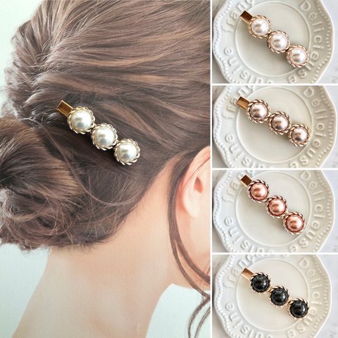 アンティークパール 髪留め ヘアクリップ ハンドメイド ウエディング 結婚式