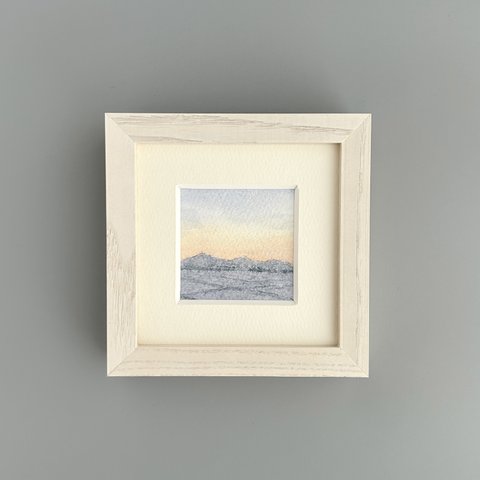 「冬の夕暮れ」水彩画 アート 原画 【木製フレームつき】