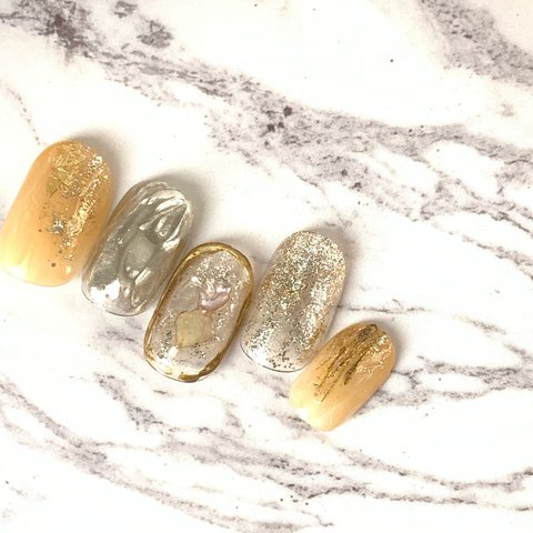 ＊mummys nail＊ニュアンス　メタリック　くすみオレンジ