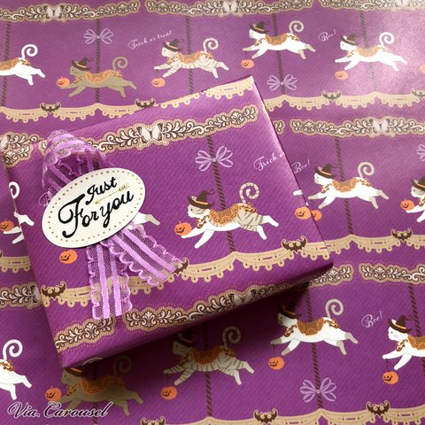 ハロウィン版・回転子猫のチョコレート包装紙（ラッピングペーパー）