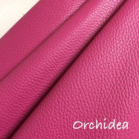 36cm×20cmカルトナージュ製作に最適　高品質イタリア製レザーOrchidea(オーキッド）濃いめのピンク