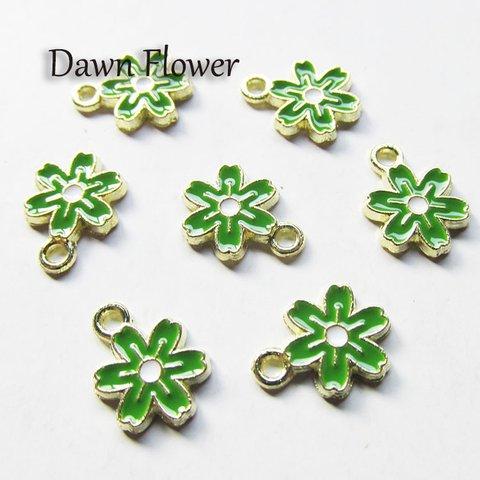 【D-0628】20pcs　桜　12×8mm　グリーン　チャーム