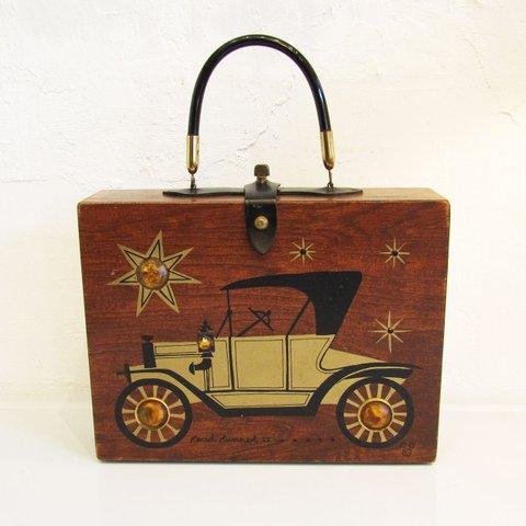 Vintage 1960's  Enid Collins Classic Car Wood Bag