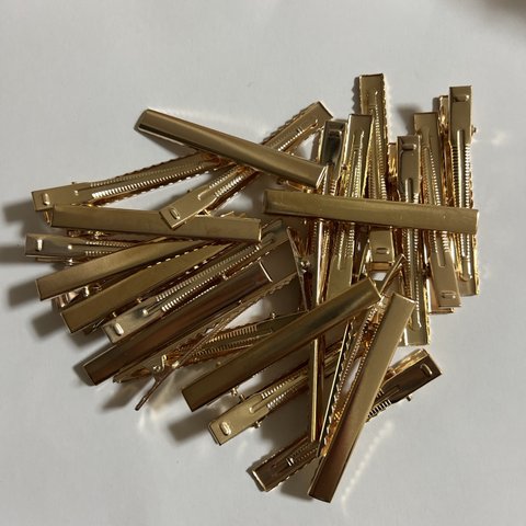 ワニ口ヘアクリップ　ゴールド　6.5 x 0.8cm  10個セット　パーツ　金具　ミニ　DIY　ヘアアクセサリー 