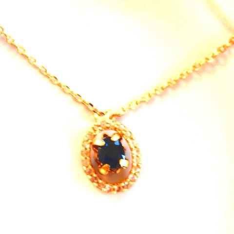 k10+k18gp - love sapphire - Diamond & Blue Sapphire Necklace