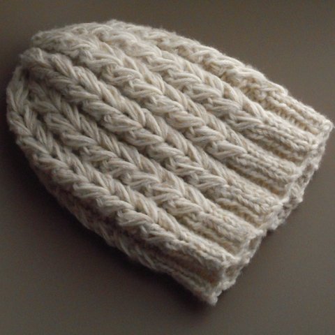 大きな編み目の帽子/ホワイトmix