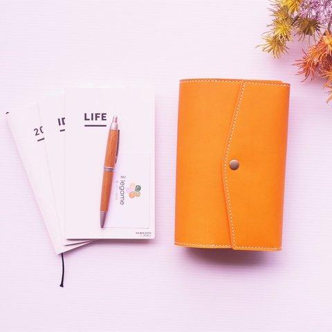 Ｂ６スリム（ジブン手帳 カバーなしリフィル・DIARY・LIFE・IDEA など）対応　手帳カバー　牛革　濃キャメルオレンジ