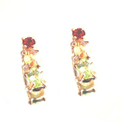 - golden autumn - Garnet & Citrine & Peridot Earrings