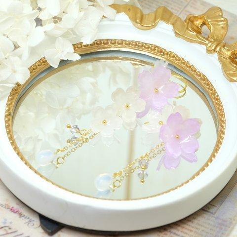 【春限定】桜ピアス/イヤリング♥染め桜 優雅に進む-キミだけに咲いている-