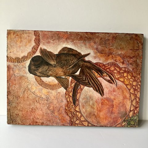 紙粘土絵画「gold-fish」