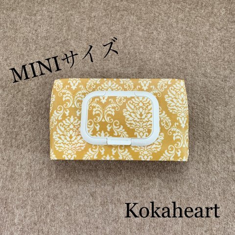 再再販☆mini☆ウェットティッシュケース☆ダマスク柄マスタード☆ノーマルビタット