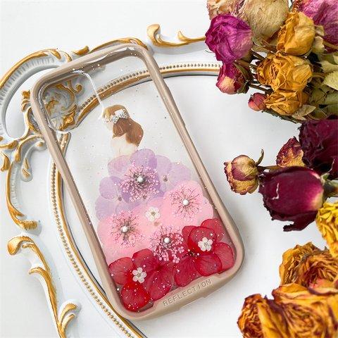 紫陽花iFace風押し花スマホケース*全機種対応*手帳型*iPhone15*iPhone15Pro iPhone15plus iPhone14 iPhone14Pro iPhone14plus