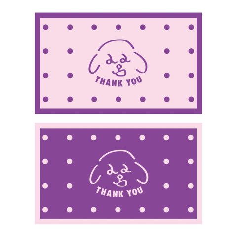 🐶犬のワンポイント🐶(ピンク×パープル)メッセージカード/サンキューカード/ミニカード